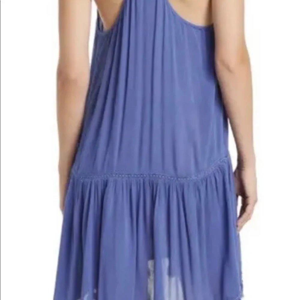 AREA STARS Flirty Beach Dress Pom Pom Hemline Cover Up Women’s Sundress Blue NWT - Picture 3 of 12